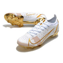 Chuteira Campo Nike Mercurial Vapor 14 Elite FG Branca e Dourada