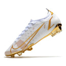 Chuteira Campo Nike Mercurial Vapor 14 Elite FG Branca e Dourada