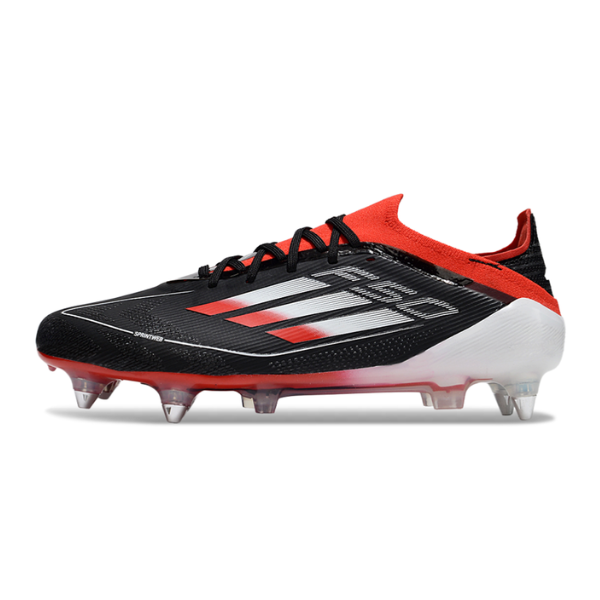 Chuteira Campo Adidas F50 Primeknit Elite SG Trava Mista Preta, Branca e Vermelha