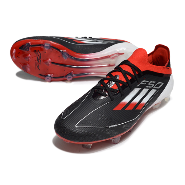 Chuteira Campo Adidas F50 Primeknit Elite FG Preta, Branca e Vermelha