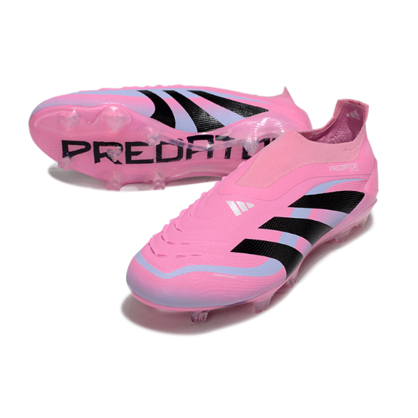 Chuteira Campo Adidas Predator 25 Elite Sem Cadarço FG Rosa Claro