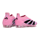 Chuteira Campo Adidas Predator 25 Elite Sem Cadarço FG Rosa Claro