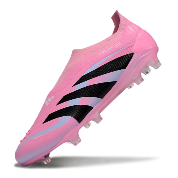 Chuteira Campo Adidas Predator 25 Elite Sem Cadarço FG Rosa Claro