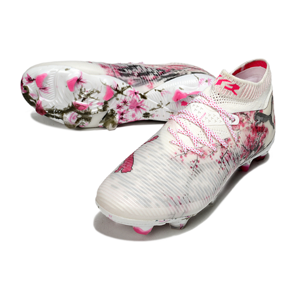 Chuteira Campo Puma Future 8 FG Branca e Rosa