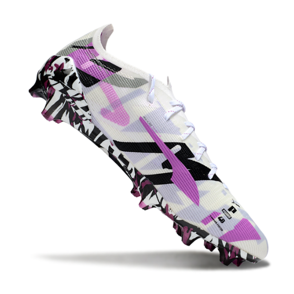 Chuteira Campo Puma Ultra 5 Carbon FG Branca, Roxa e Preta