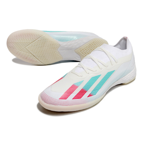 Chuteira Futsal Adidas X Crazyfast.1 IC Branca, Roxa e Azul