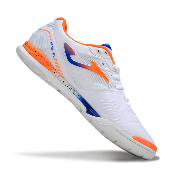 Chuteira Futsal Joma Regate Rebound IC Branca, Laranja e Azul