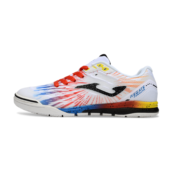 Chuteira Futsal Joma Regate Rebound IC Branca, Vermelha e Amarela
