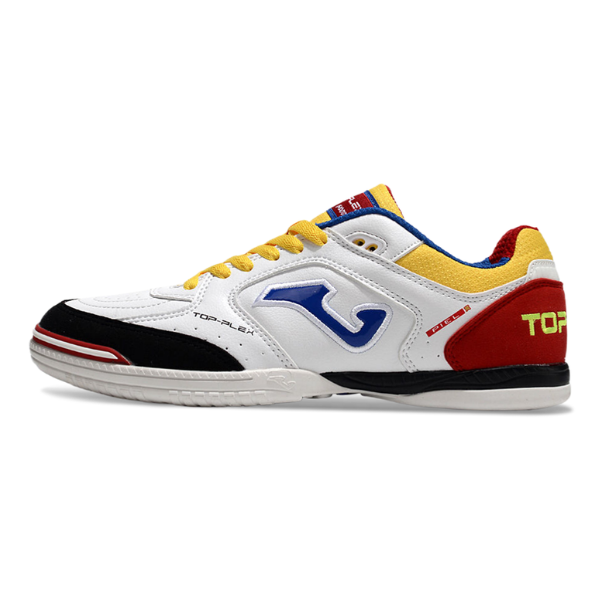 Chuteira Futsal Joma Top Flex 24 IC Branco, Vermelho e Amarelo
