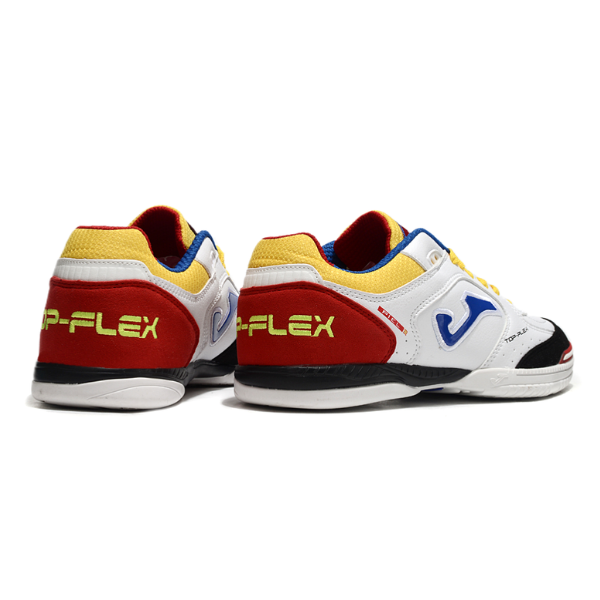 Chuteira Futsal Joma Top Flex 24 IC Branco, Vermelho e Amarelo