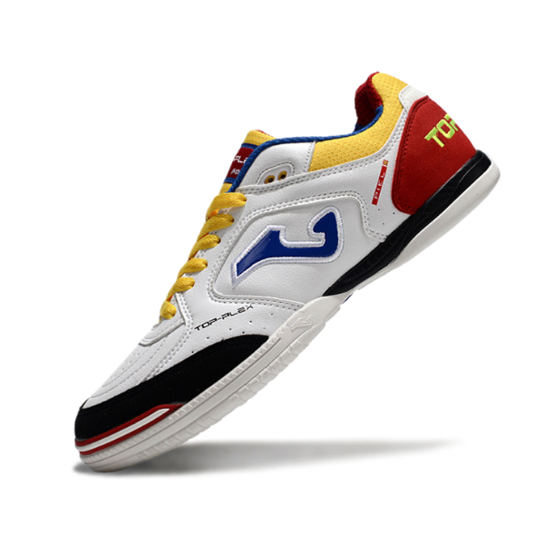 Chuteira Futsal Joma Top Flex 24 IC Branco, Vermelho e Amarelo