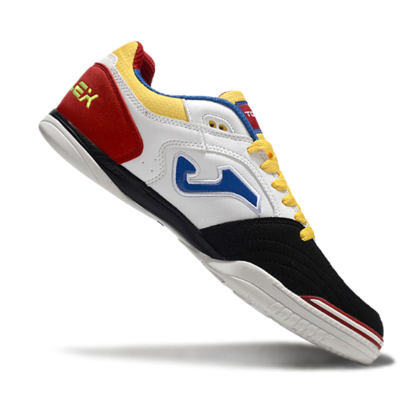 Chuteira Futsal Joma Top Flex 24 IC Branco, Vermelho e Amarelo