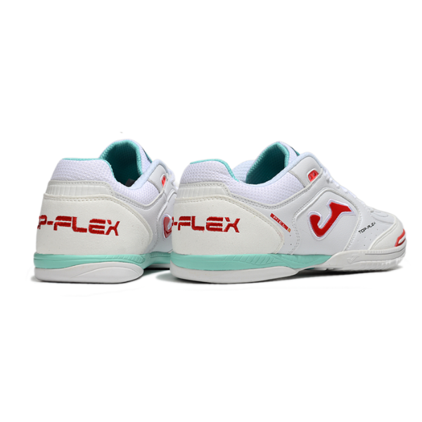 Chuteira Futsal Joma Top Flex 24 IC Branco, Vermelho e Azul Claro