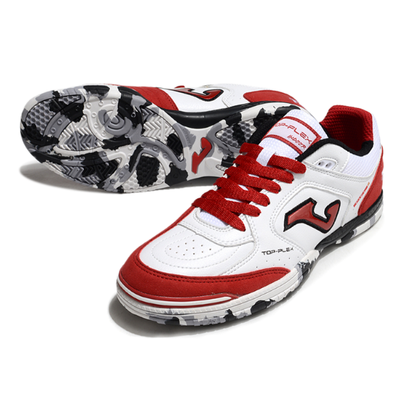 Chuteira Futsal Joma Top Flex 24 IC Branco e Vermelho