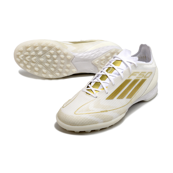 Chuteira Society Adidas F50 Elite TF Branca e Dourada