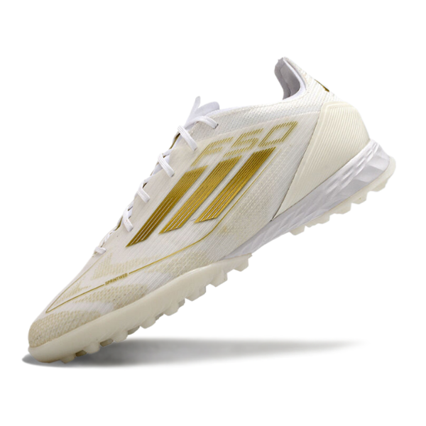 Chuteira Society Adidas F50 Elite TF Branca e Dourada