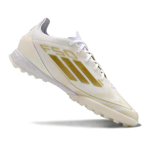 Chuteira Society Adidas F50 Elite TF Branca e Dourada