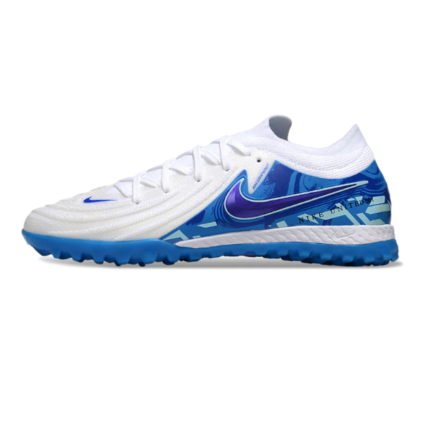 Chuteira Society Nike Phantom GX2 Elite TF Branca e Azul