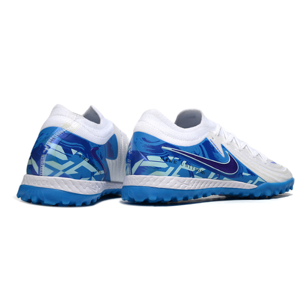 Chuteira Society Nike Phantom GX2 Elite TF Branca e Azul