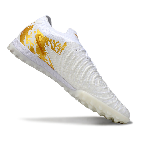 Chuteira Society Nike Phantom GX2 Elite TF Branca e Dourada