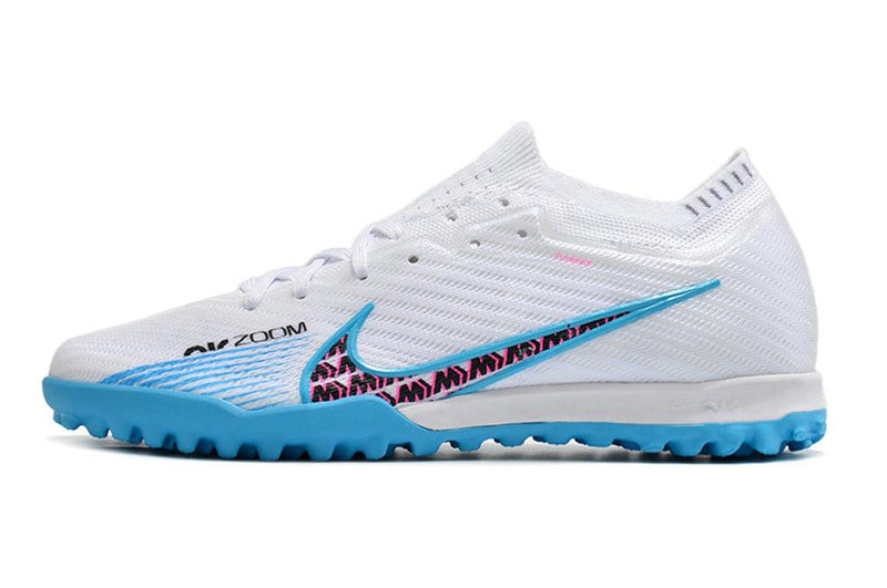 Chuteira Society Nike Zoom Mercurial Vapor 15 Elite TF Branca,Azul e Rosa